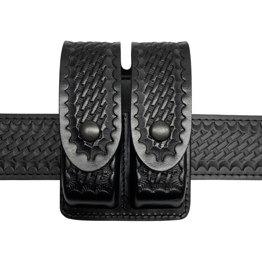 Large Closed Top Leather Magazine Pouch - Universal Double Stacked Mags-Perfect Fit-911 Duty Gear USA