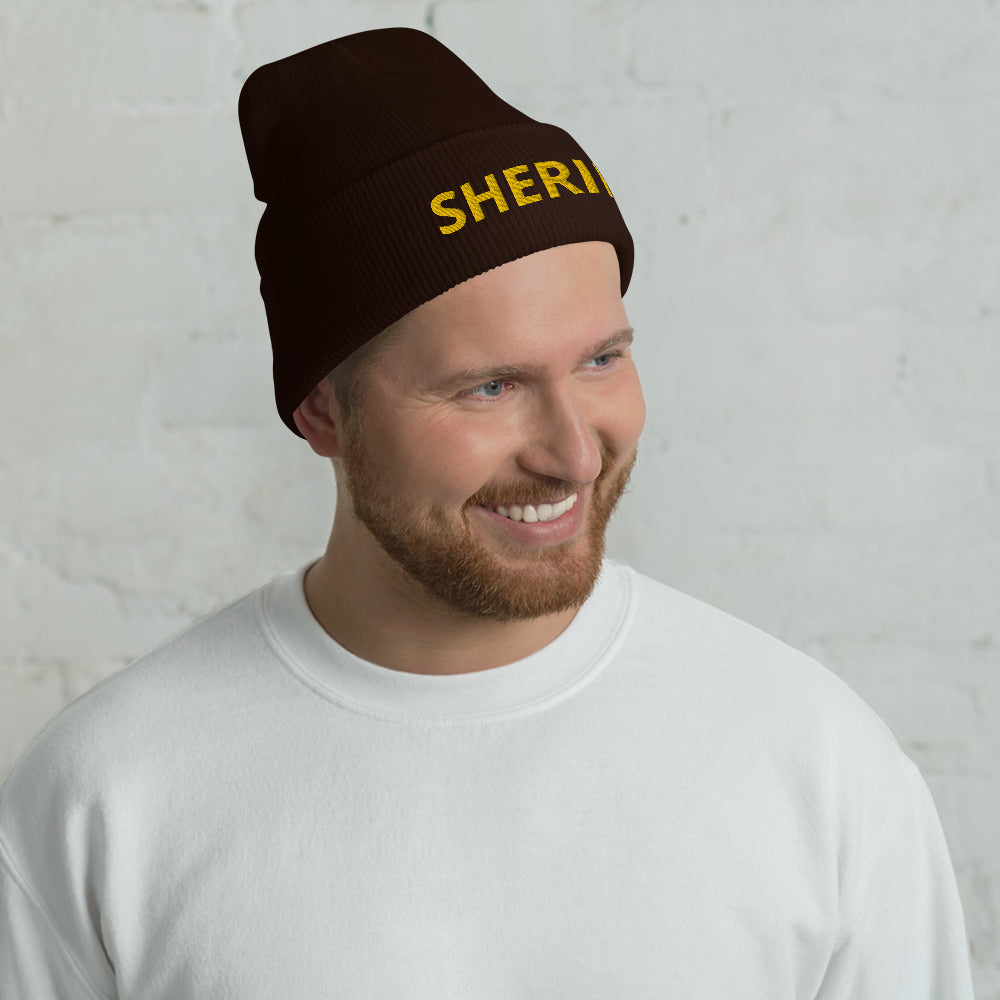 Embroidered Sheriff Duty Cuffed Yupoong Beanie-911 Duty Gear USA-911 Duty Gear USA
