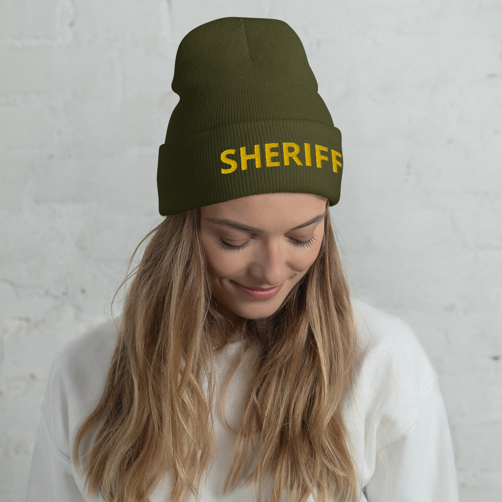 Embroidered Sheriff Duty Cuffed Yupoong Beanie-911 Duty Gear USA-911 Duty Gear USA