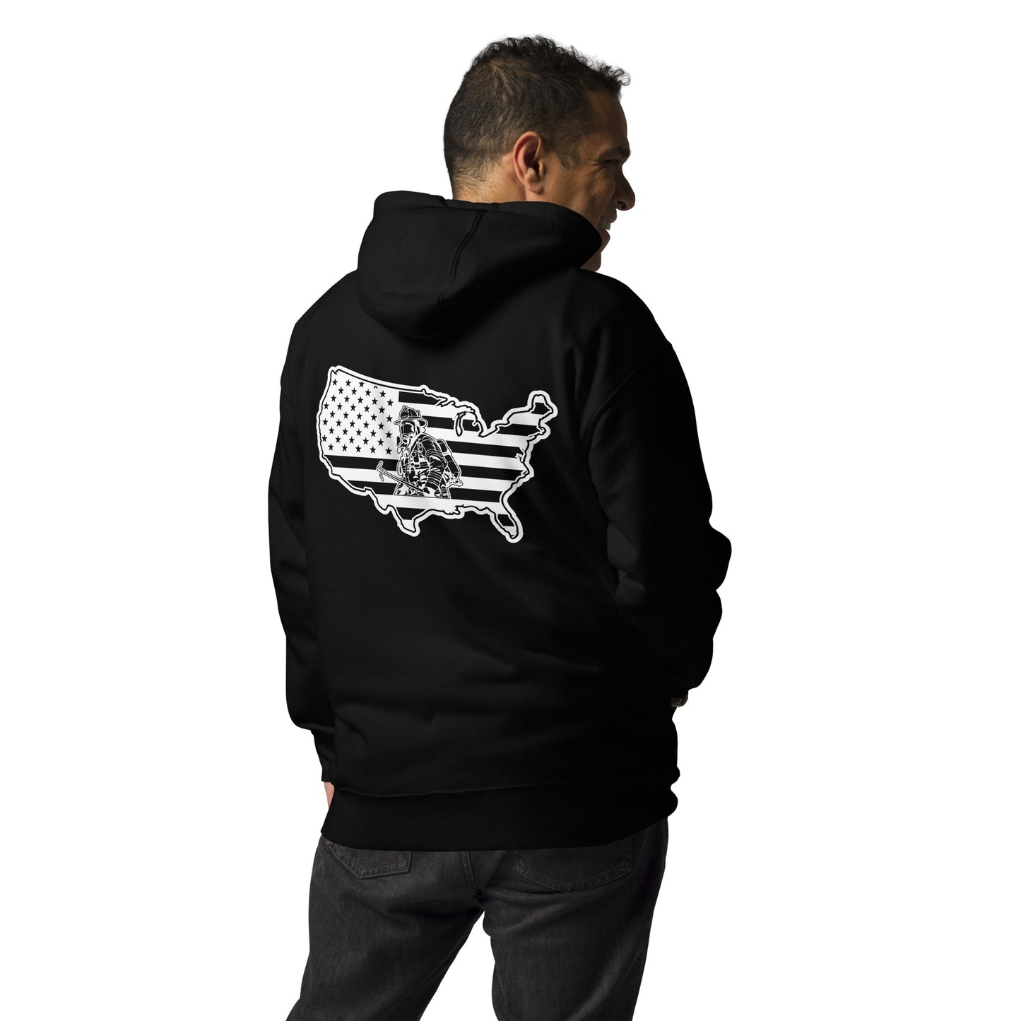 God Bless Firefighters and American Flag Premium Unisex Hoodie-911 Duty Gear USA-911 Duty Gear USA