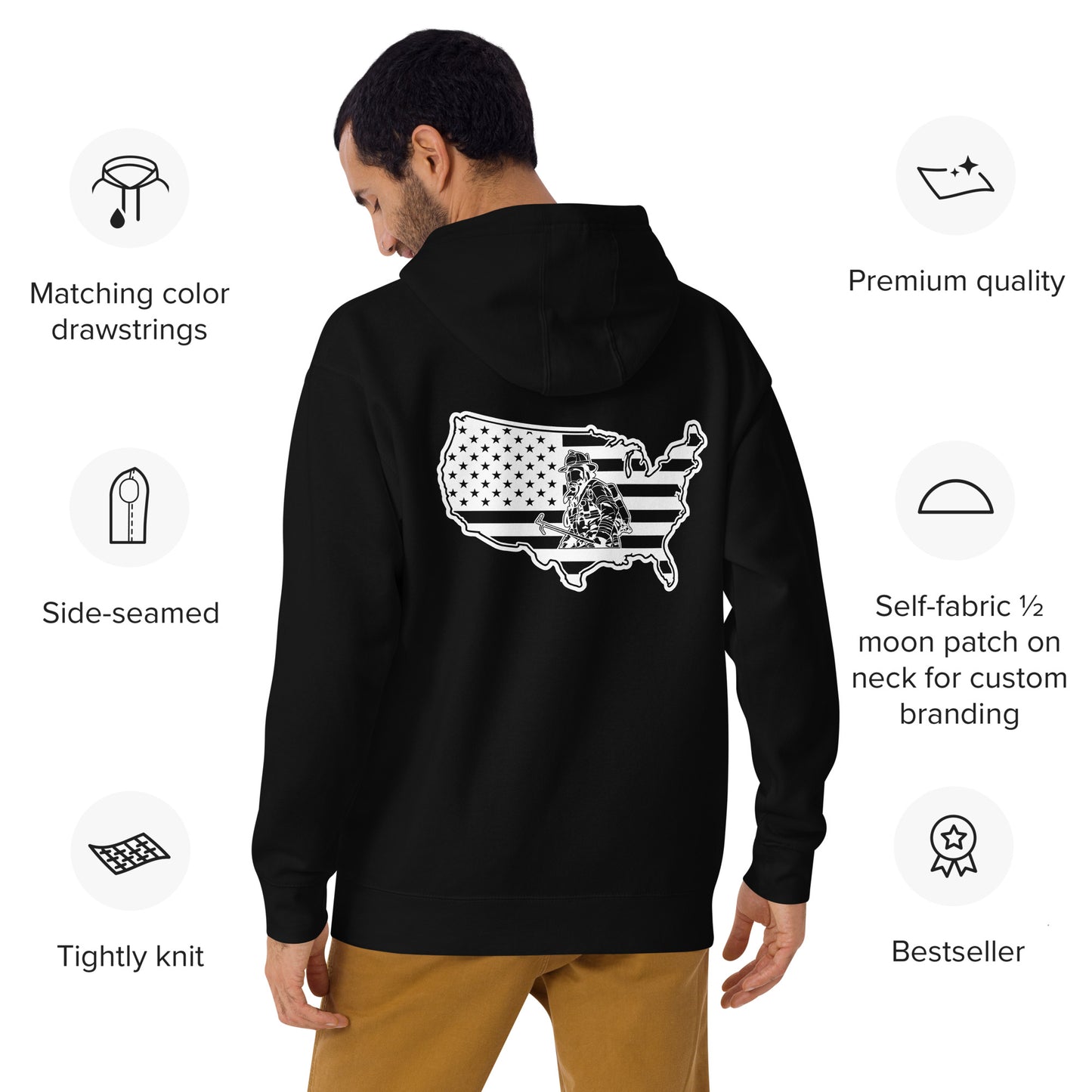 God Bless Firefighters and American Flag Premium Unisex Hoodie-911 Duty Gear USA-911 Duty Gear USA