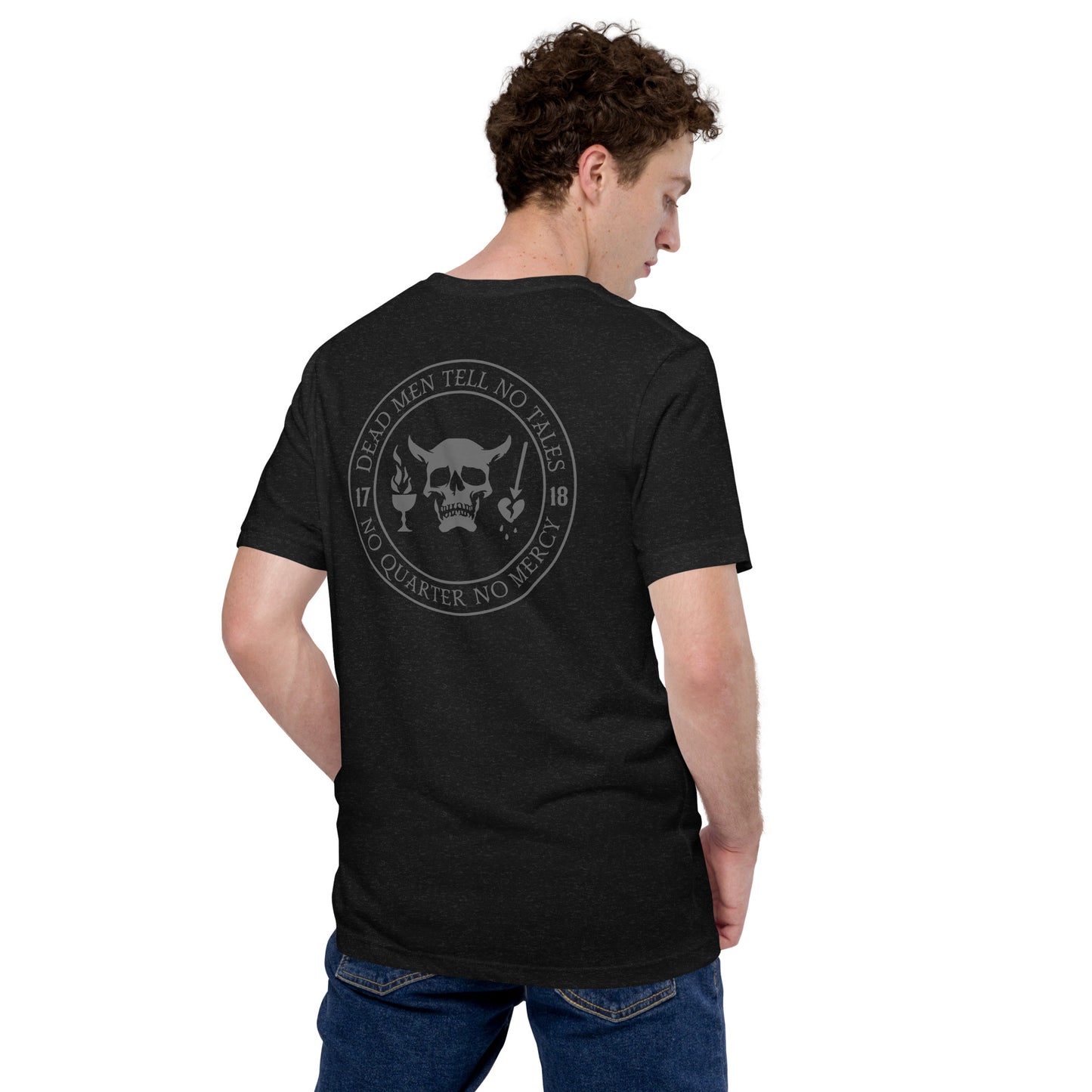 Dead Men Tell No Tales - No Quarter No Mercy Premium Subdued Tee Shirt-911 Duty Gear USA-911 Duty Gear USA