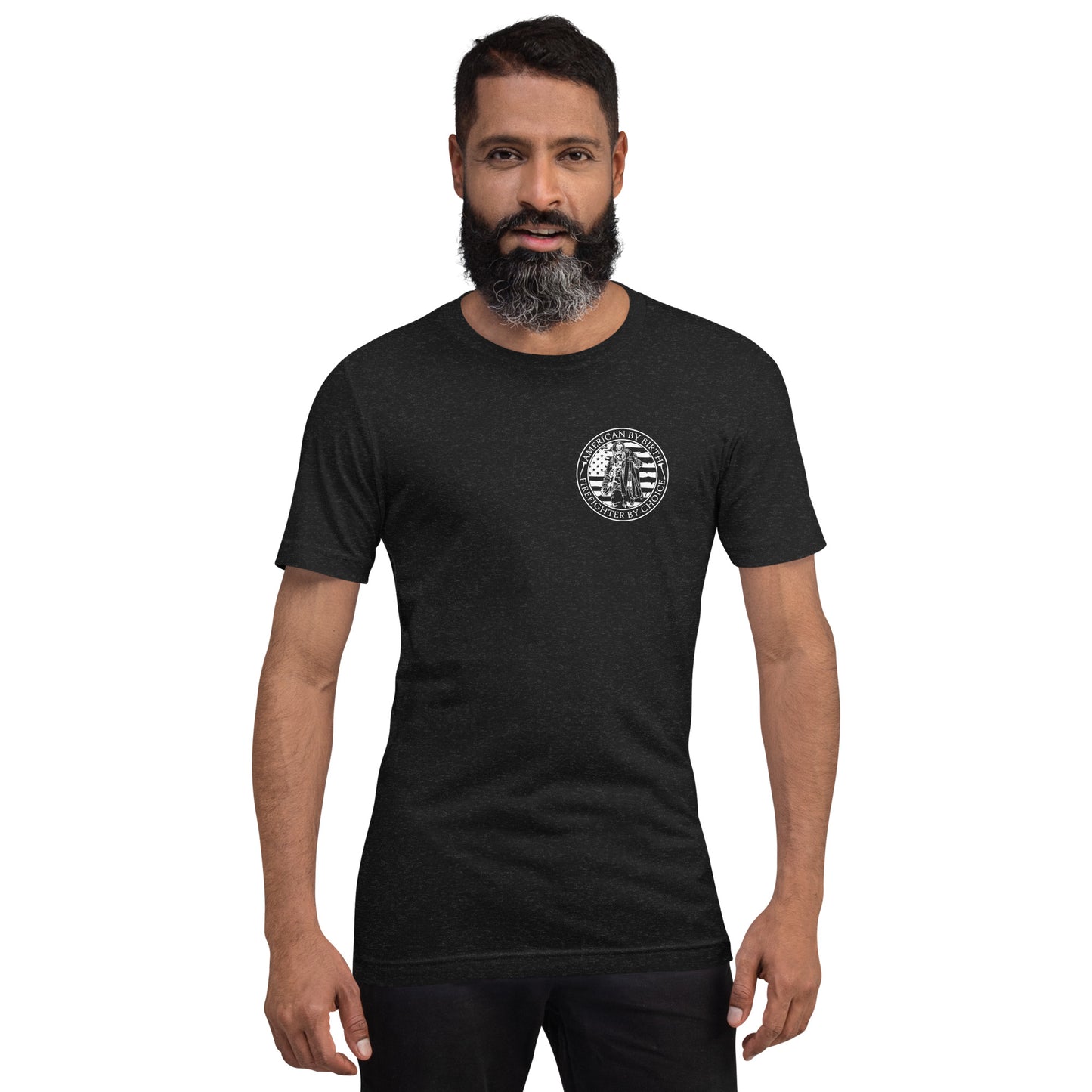 American by Birth, Firefighter by Choice Premium Tee Shirt-911 Duty Gear USA-911 Duty Gear USA