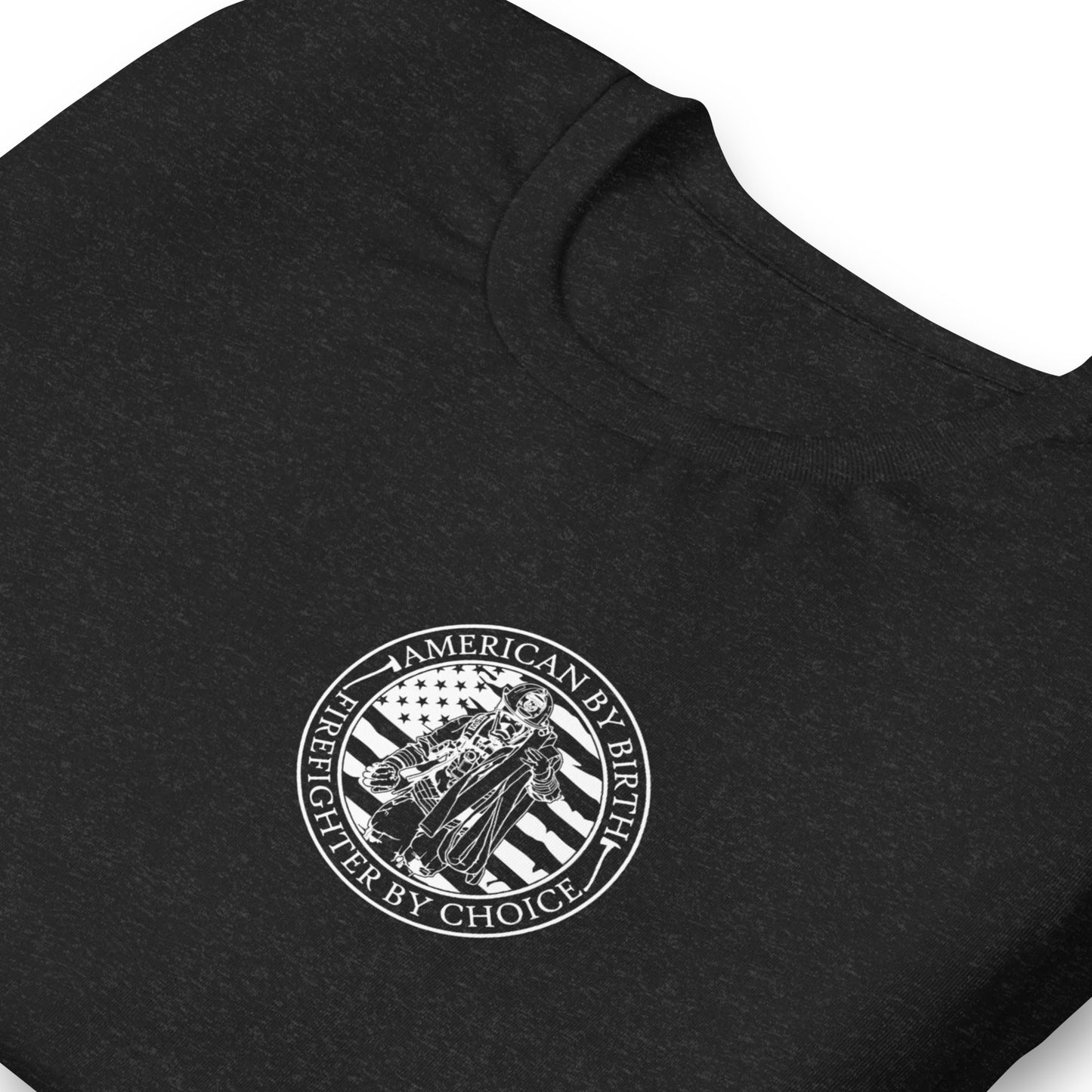 American by Birth, Firefighter by Choice Premium Tee Shirt-911 Duty Gear USA-911 Duty Gear USA