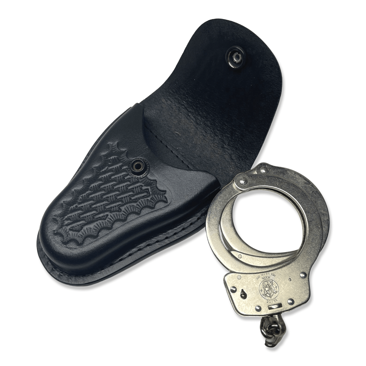 Closed Top Basketweave Leather Handcuff Case-Perfect Fit-911 Duty Gear USA