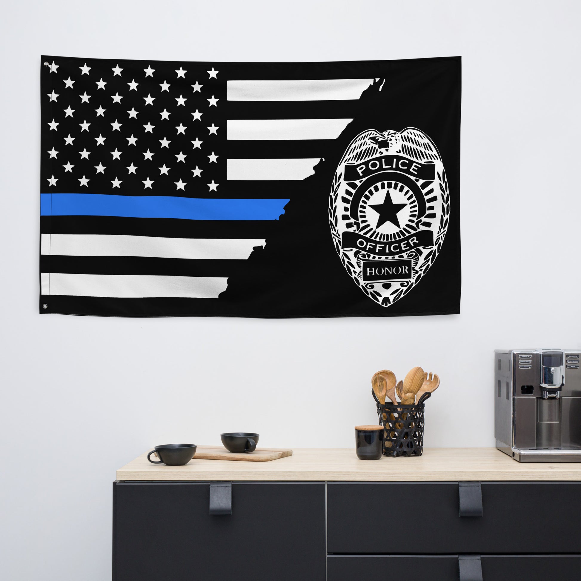 American Thin Blue Line Police Badge Wall Flag-911 Duty Gear USA-911 Duty Gear USA
