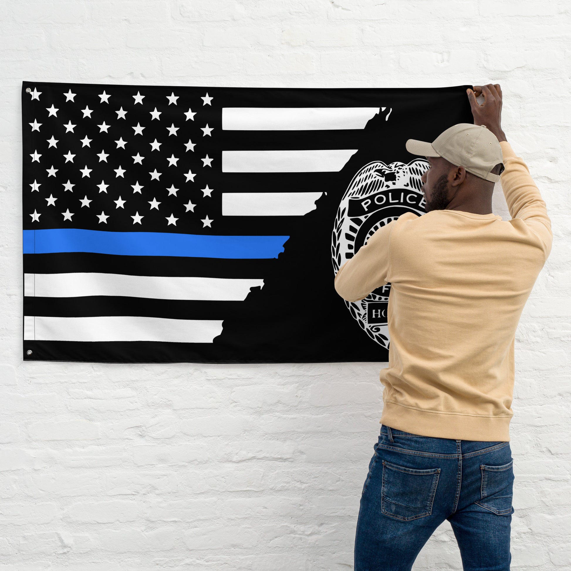 American Thin Blue Line Police Badge Wall Flag-911 Duty Gear USA-911 Duty Gear USA