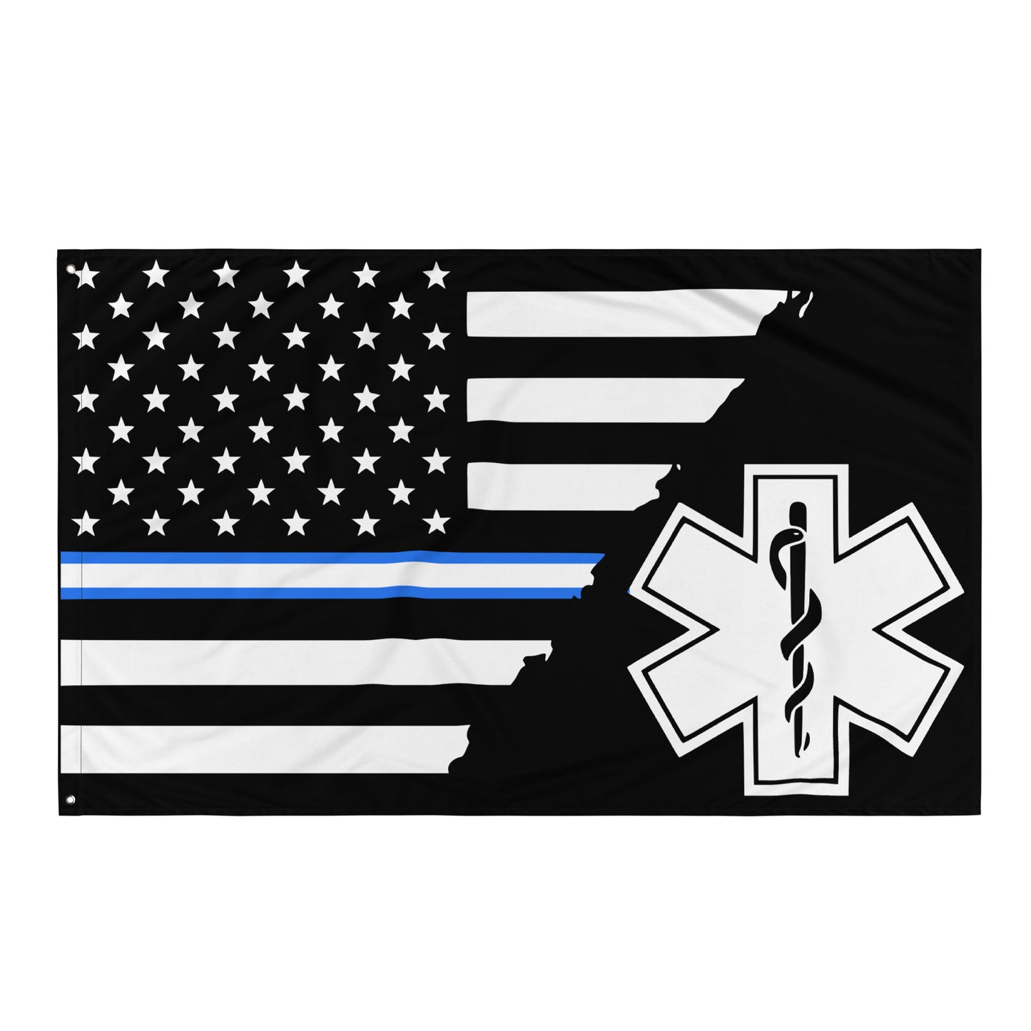 American Thin White/ Blue EMS Star Of Life Wall Flag-911 Duty Gear USA-911 Duty Gear USA