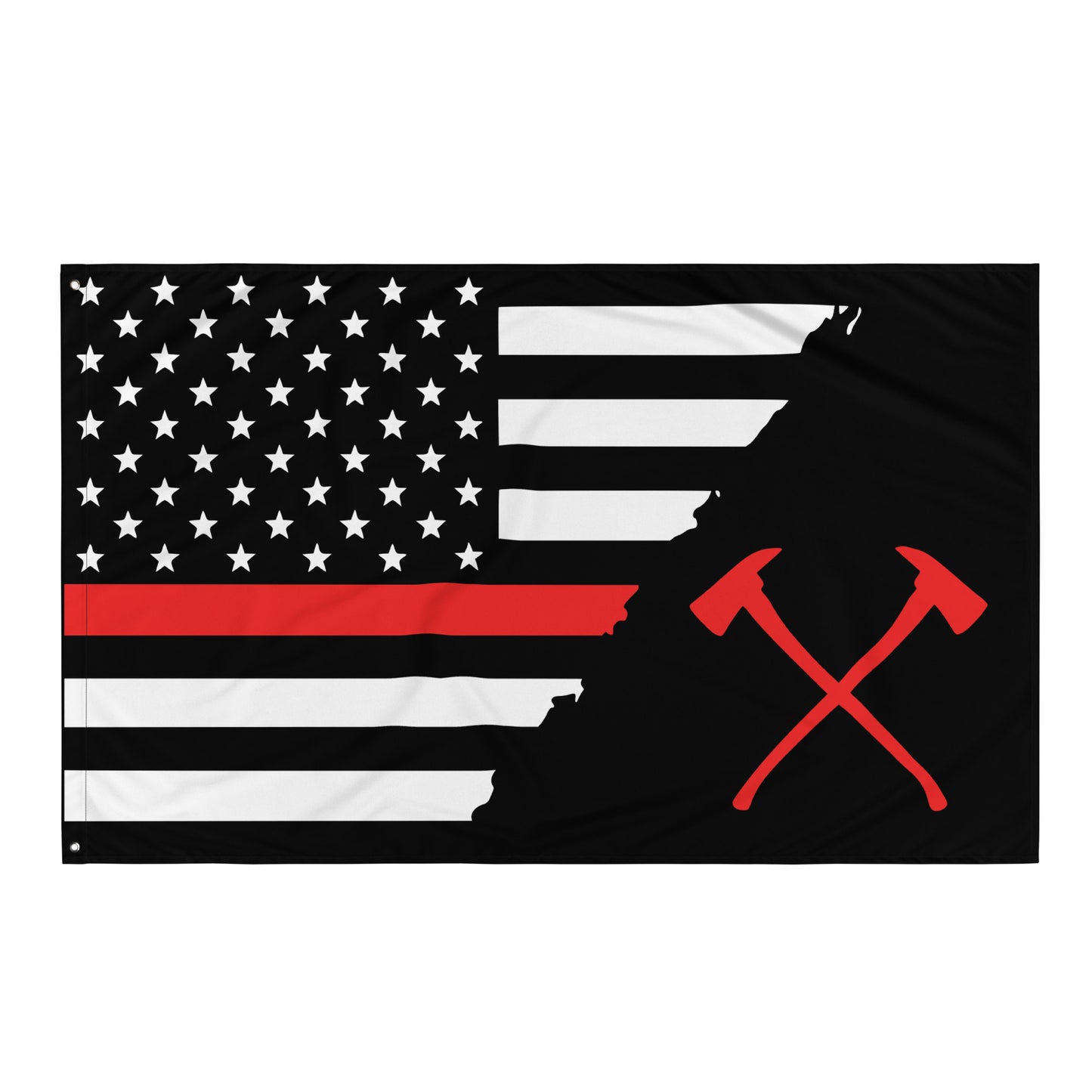 American Thin Red Line Crossed Axe Firefighter Wall Flag-911 Duty Gear USA-911 Duty Gear USA