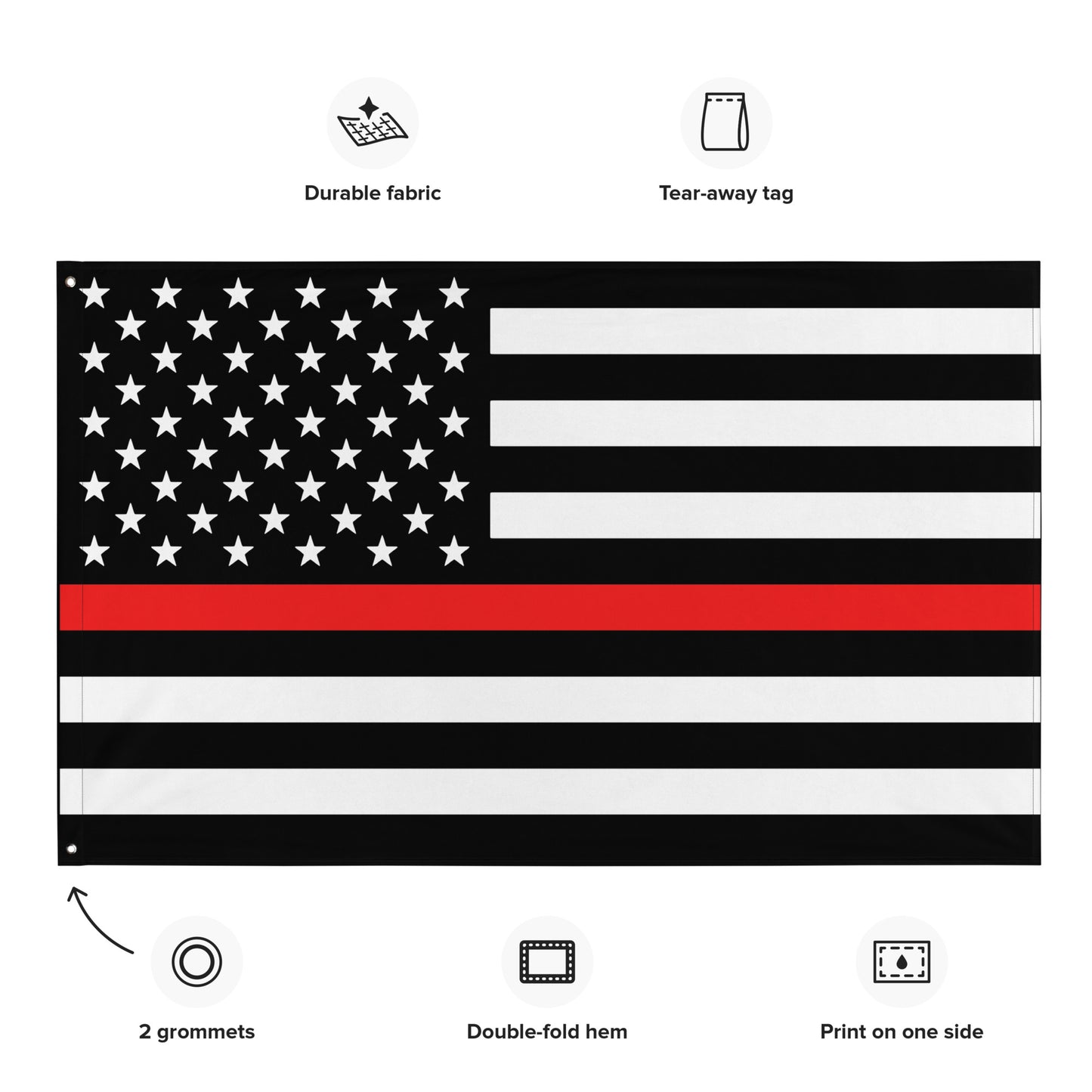 USA Thin Red Line Firefighter Wall Flag-911 Duty Gear USA-911 Duty Gear USA