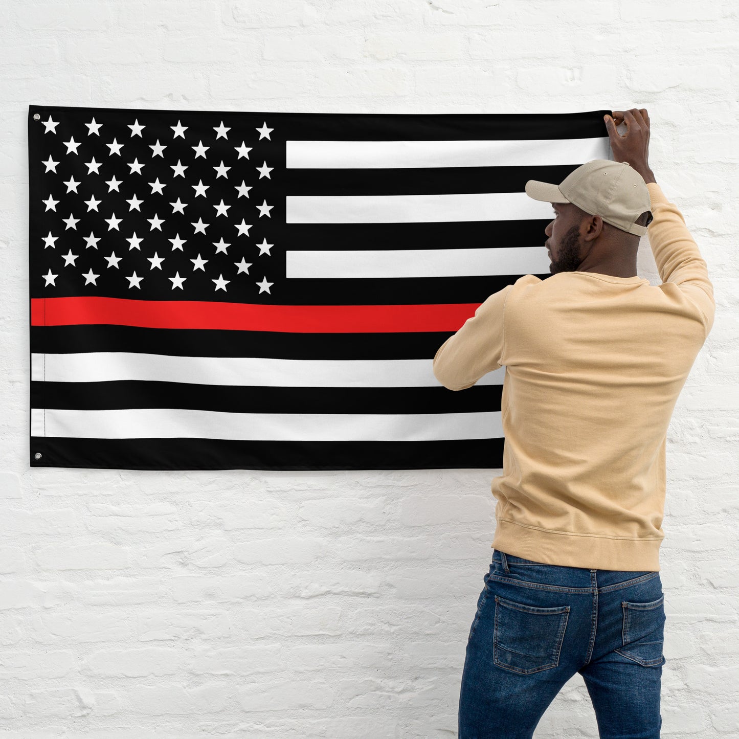 USA Thin Red Line Firefighter Wall Flag-911 Duty Gear USA-911 Duty Gear USA