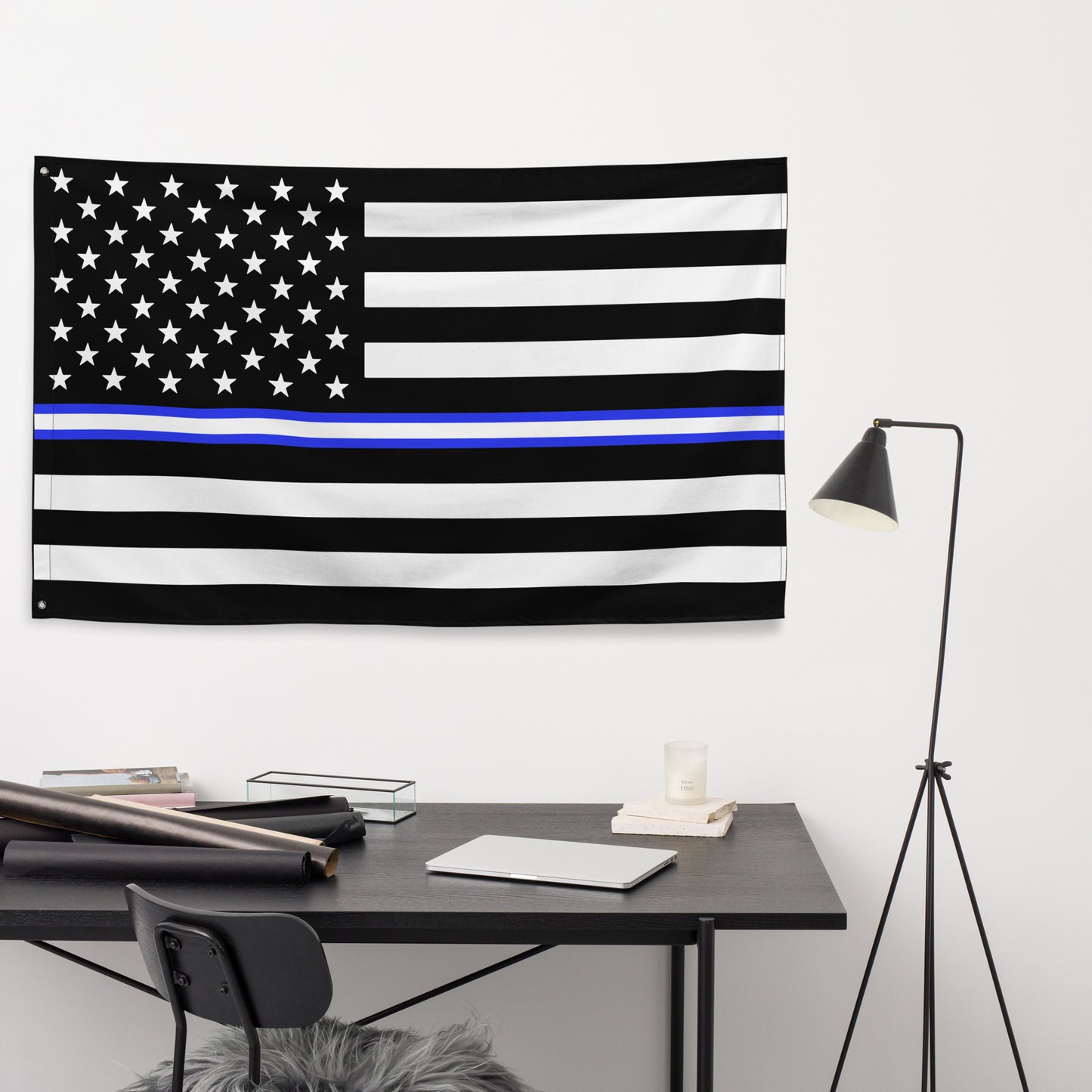 USA Thin Blue & White EMS Wall Flag-911 Duty Gear USA-911 Duty Gear USA