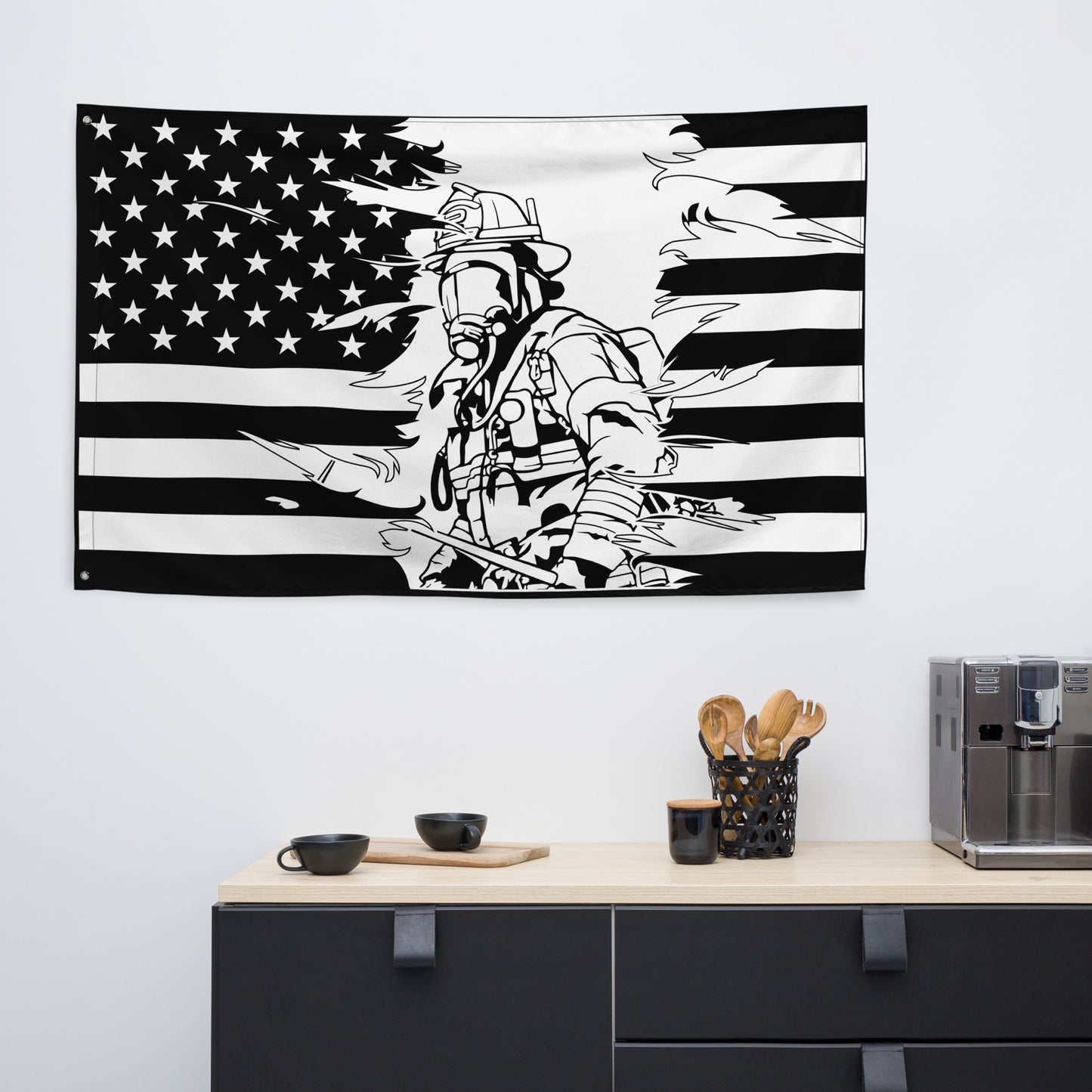 American Firefighter Tattered Wall Flag-911 Duty Gear USA-911 Duty Gear USA