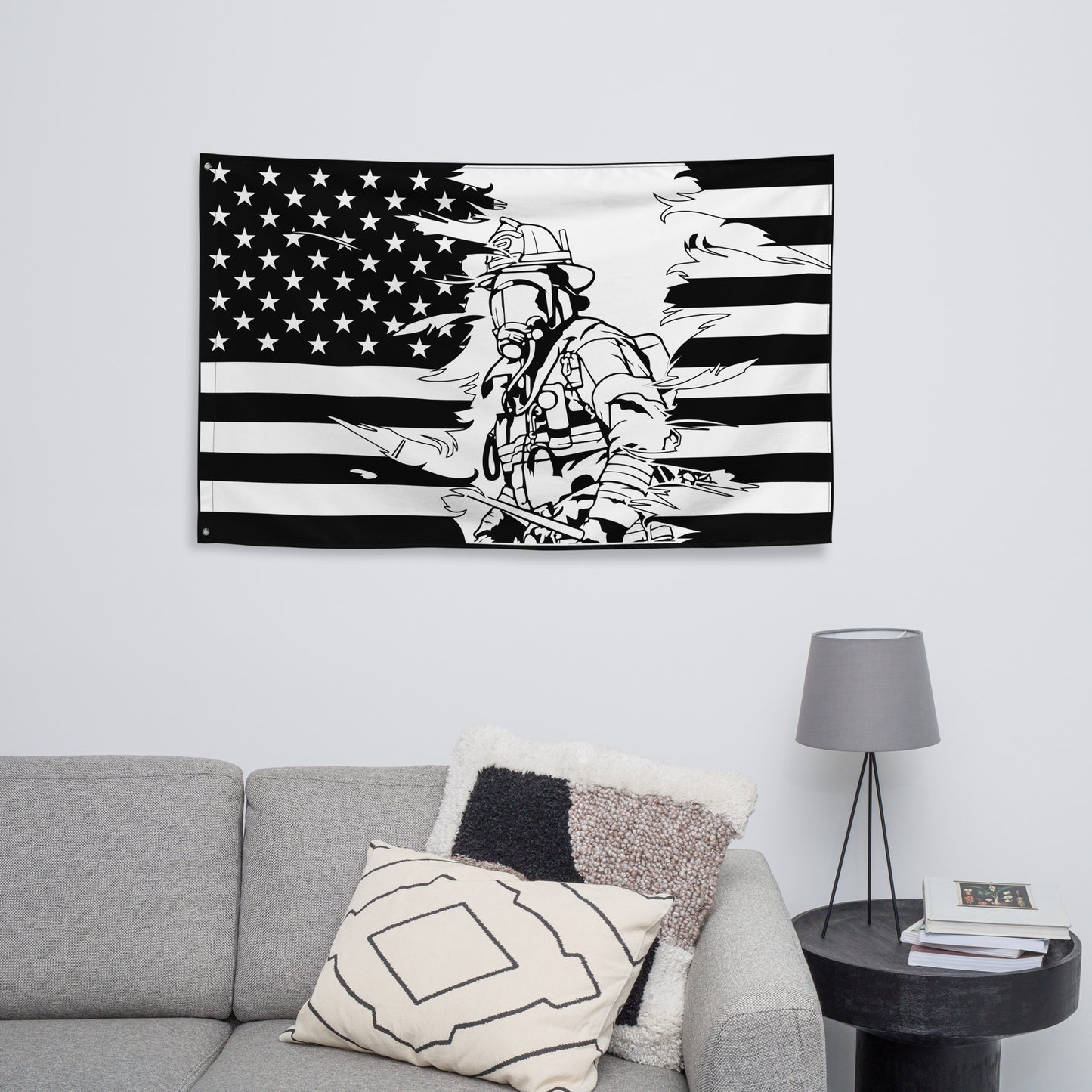 American Firefighter Tattered Wall Flag-911 Duty Gear USA-911 Duty Gear USA