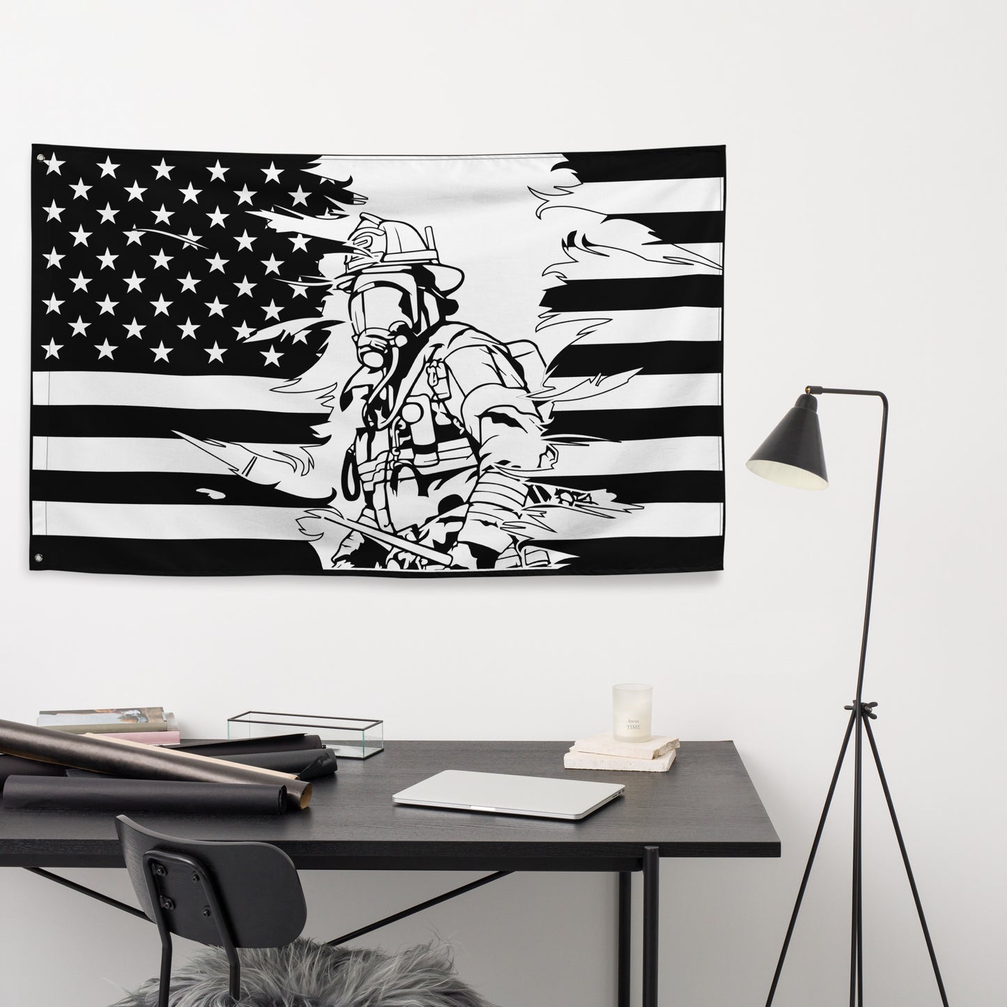 American Firefighter Tattered Wall Flag-911 Duty Gear USA-911 Duty Gear USA