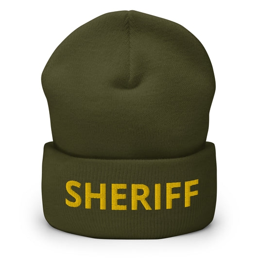 Embroidered Sheriff Duty Cuffed Yupoong Beanie-911 Duty Gear USA-911 Duty Gear USA