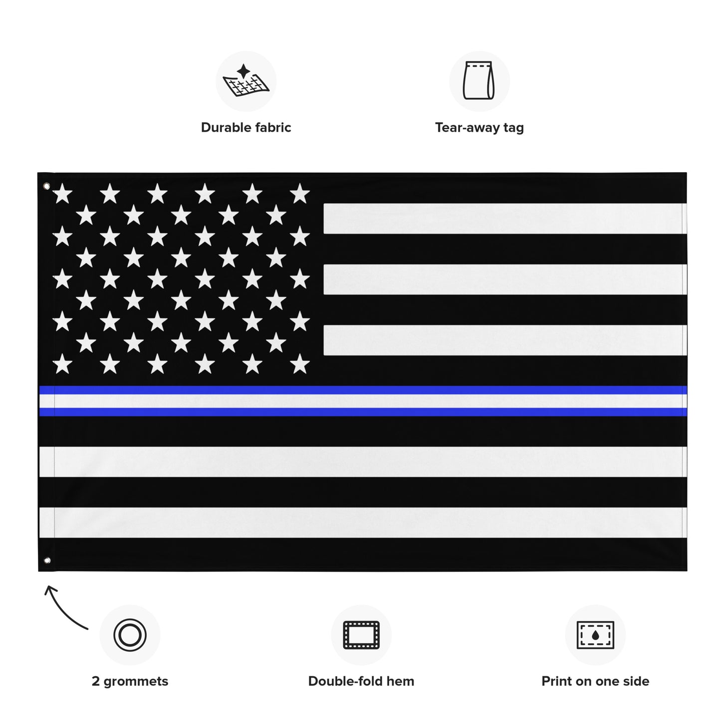 USA Thin Blue & White EMS Wall Flag-911 Duty Gear USA-911 Duty Gear USA