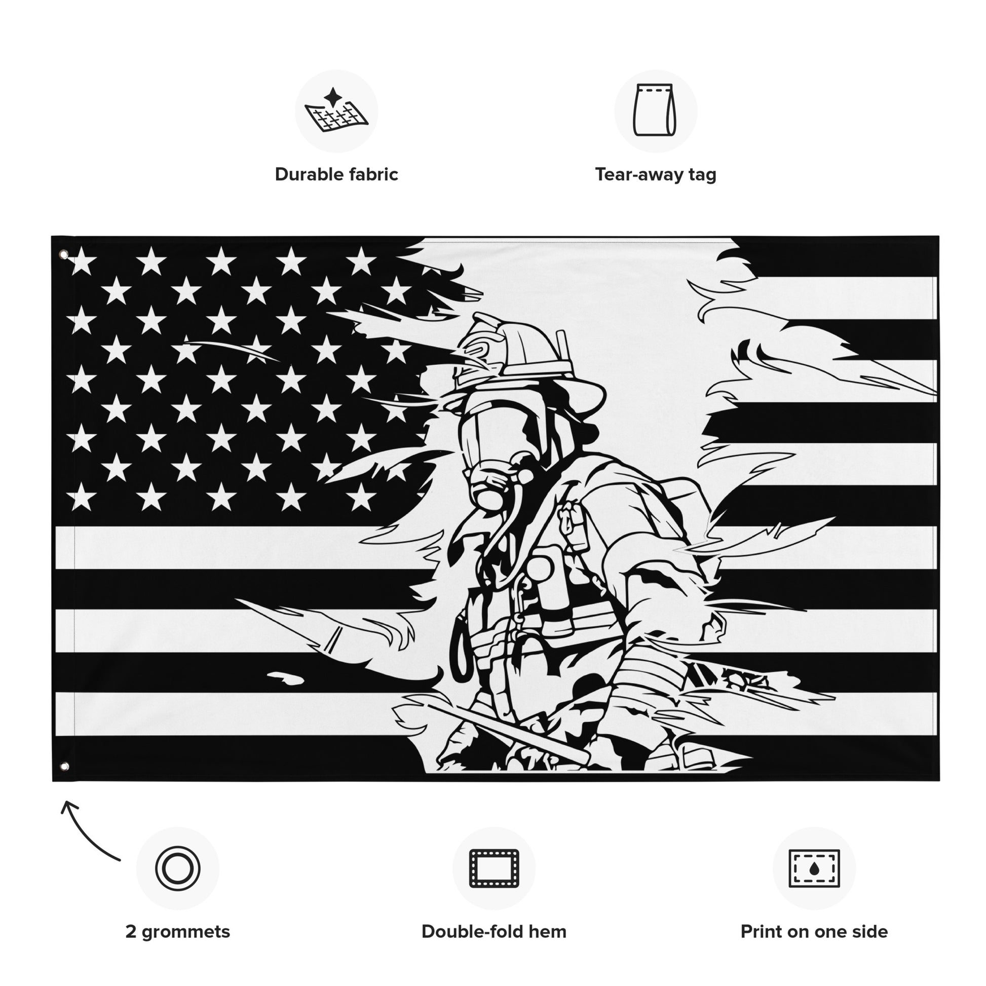 American Firefighter Tattered Wall Flag-911 Duty Gear USA-911 Duty Gear USA