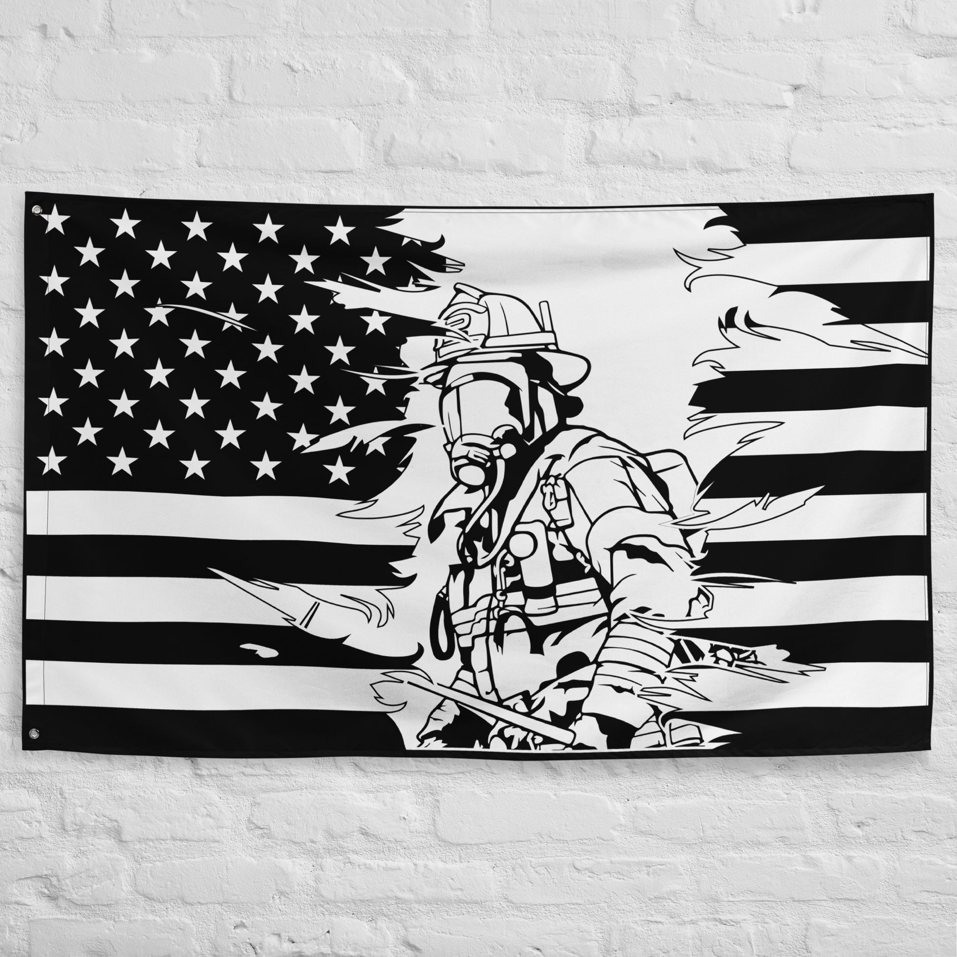 American Firefighter Tattered Wall Flag-911 Duty Gear USA-911 Duty Gear USA